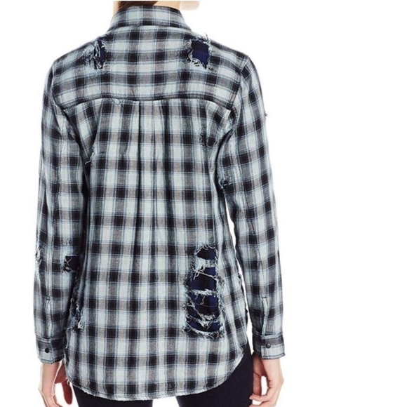 Nwt HUDSON Plaid Kari Distressed Button-Down Top - Picture 7 of 7